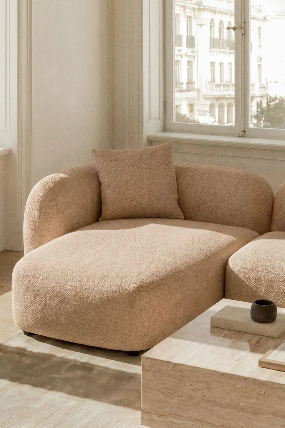 Coco 4-Piece Modular Chenille Sofa with Left Chaise